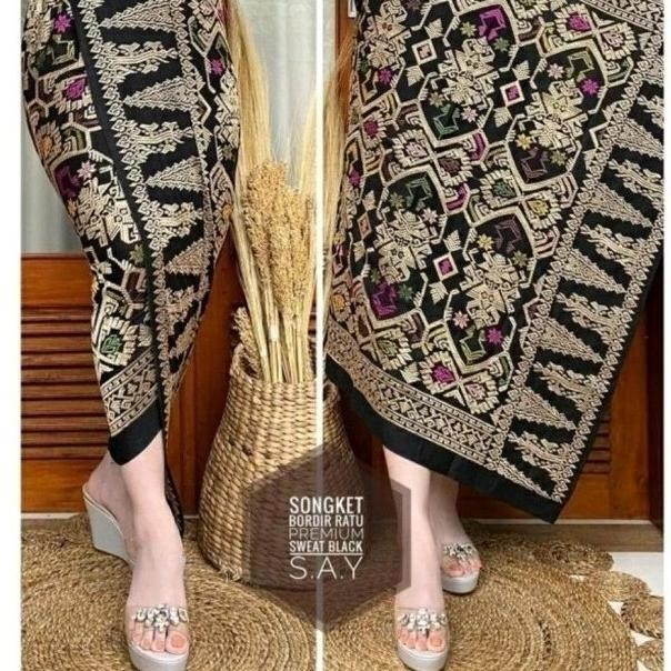 KAIN SONGKET KAMEN BORDIR PREMIUM BALI LEMBARAN MOTIF PERMATA BERWARNA