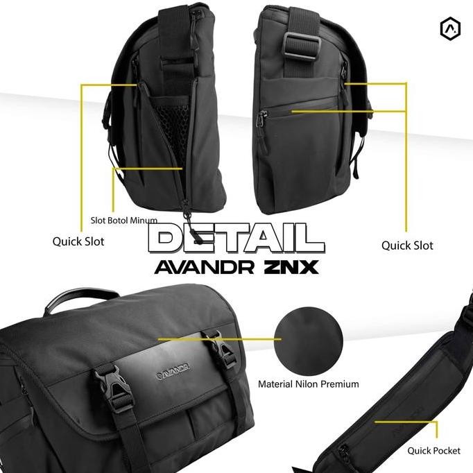 Murah AVANDR ZNX | Tas Laptop Selempang Pria ZNX Hitam Sekolah Non COD