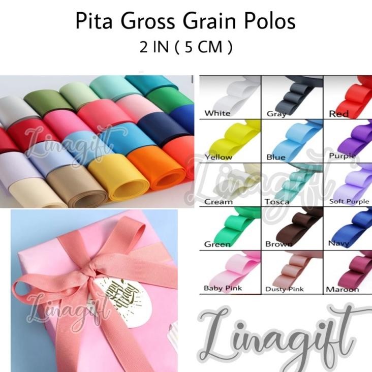 

Rol 20 Yard Pita Gro Grain Polo 50Mm 2 Inch 5 Cm Hiaan Hamper Ouvenir Parcel