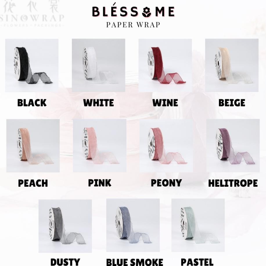 

1 Roll Ribbon Wave Fihtail Ribbon 25Cm Pita Organza 25Mm 20 Yard Pita Eriting Gelombang Pita Chiffon Orean Flt PembunguErta Buet BungaHandBouquet