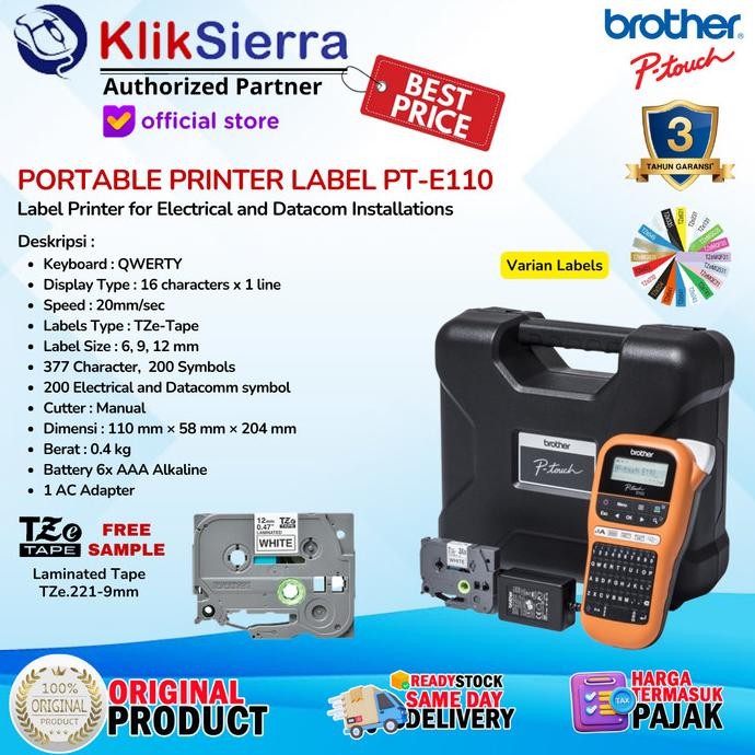 

Produk Baru!! BROTHER Printer Label P-Touch PT-E110VP / Handheld Electrician E110 VP