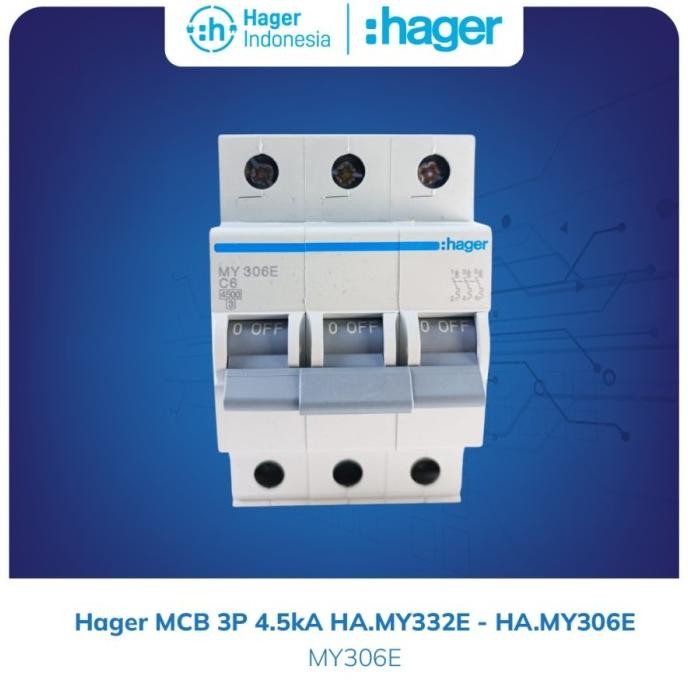 Diskon Hager Mcb 6A 6 Ampere 3 Phase 4.5Ka - My306E