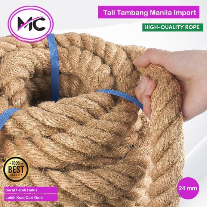 

Tali Tambang Besar 22mm 24mm Tampar Manila Goni Kapal Dadung Rami by Inspire id