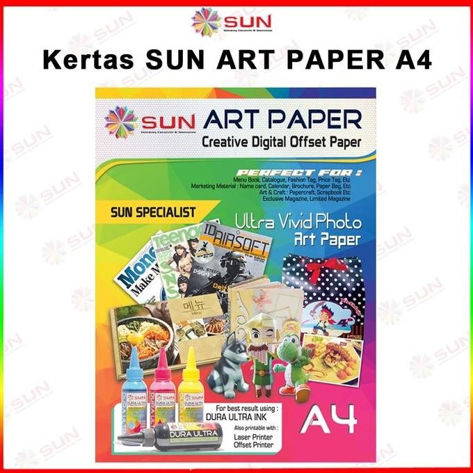 

Kertas Art Paper - Sun Art Paper 100, 120, 150, 210, 230, 260 Gsm Ukuran Kertas A4, F4 Terlaris