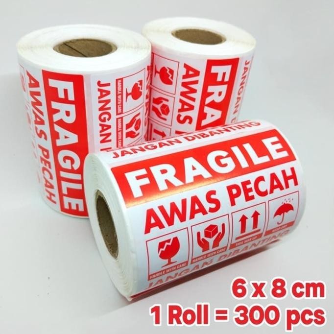 

Sticker Fragile Awas Pecah 6 x 8 cm Jangan Dibanting (1 roll/ 300 pcs) by Radhiant official