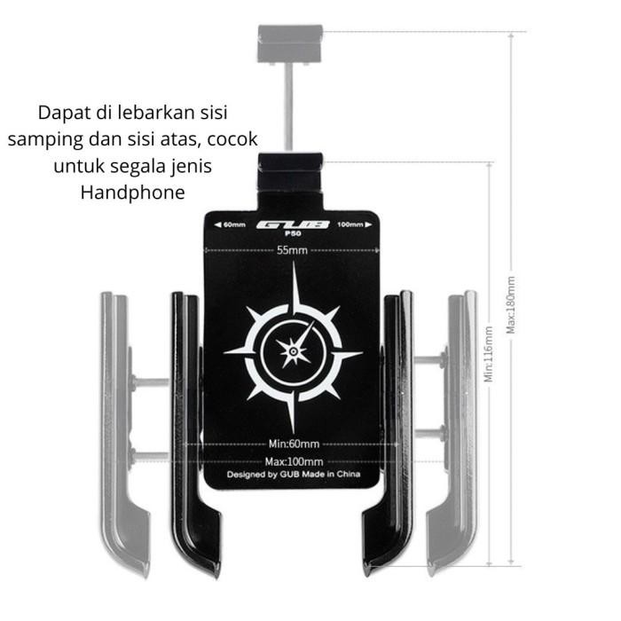 Gub P50 Holder Hp Motor Full Besi Stang Spion Dudukan Tempat Handphone Original Dan Terpercaya