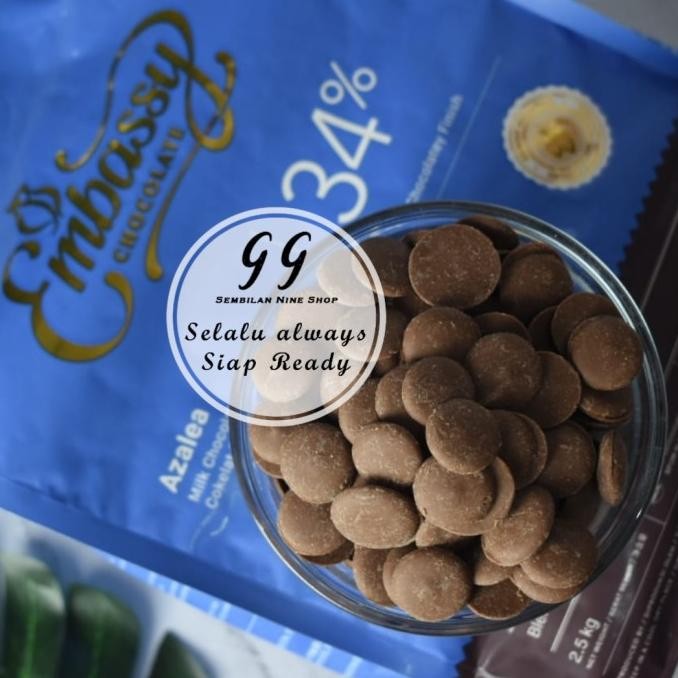 

TERSEDIA 250 Gram Tulip Embassy AZALEA MILK COUVERTURE 34% REPACK Chocolate Coi