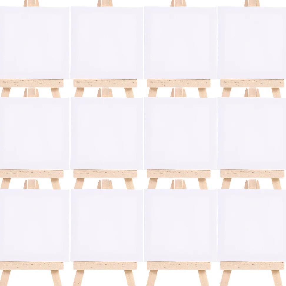 

18 Pcs Wooden Painting Stand Set Multi Function Canvas Panels Mini Easel Adorable Frame Decorative Easel Blank Canvas Triangle