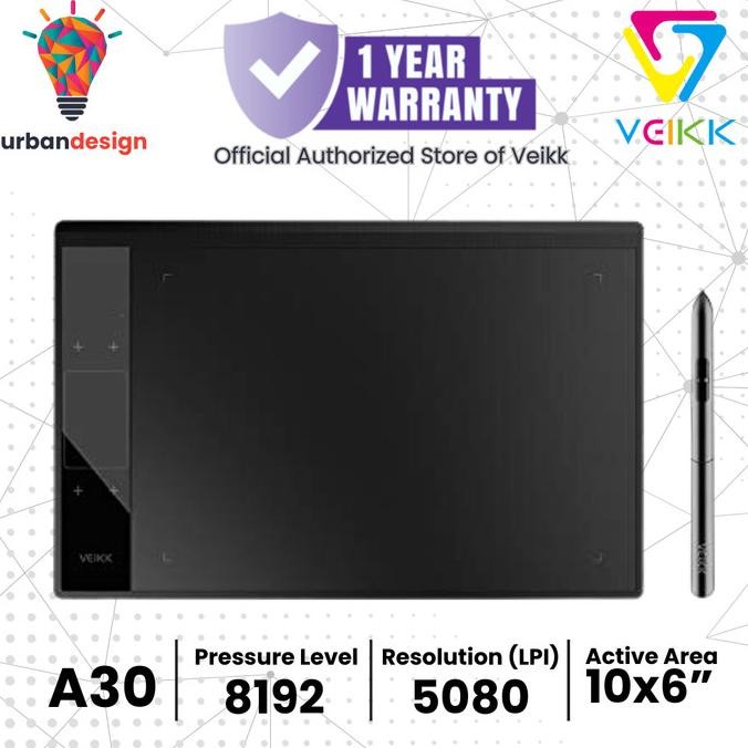 TERBARU VEIKK A30 DIGITAL GRAPHIC DRAWING PEN TABLET 10X6INCH HIGH SENSITIVITY