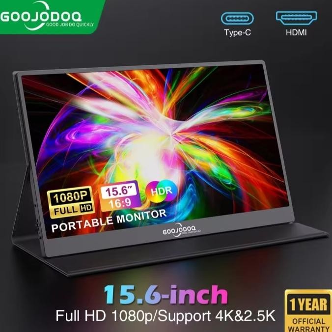Sale GOOJODOQ Portable Monitor for Laptop 15.6'' 1920*1080P 4K FHD IPS Display Portable Monitor for 
