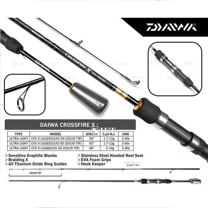 Joran UL Daiwa CROSSFIRE X ULG | Solid Carbon Tip | Ultralight Casting Import Premium
