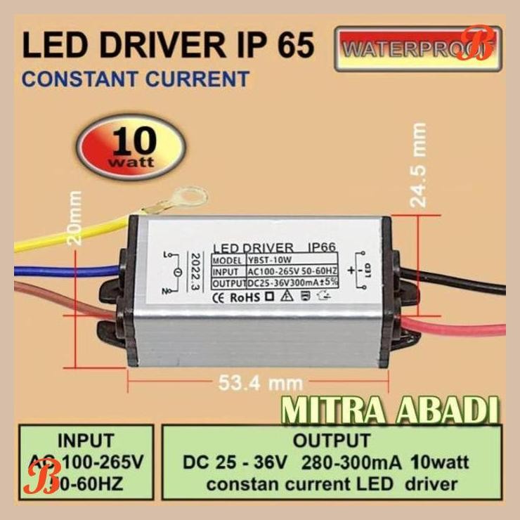 [MRA] LED Driver 10 Watt 300 mA Casing Besi WATERPROOF