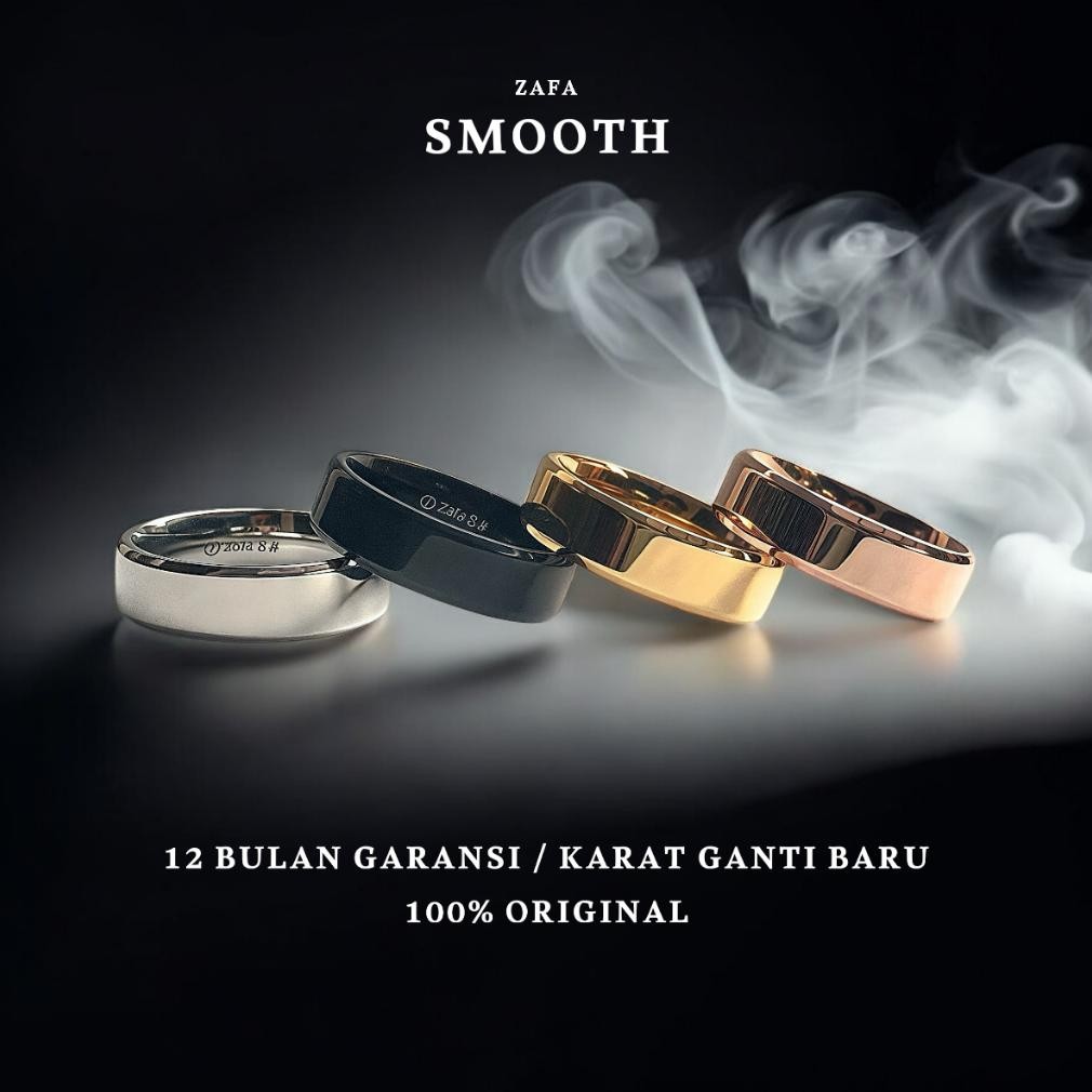 Zafa Cincin Titanium Pria Wanita 6mm 4mm Anti Karat - Smooth