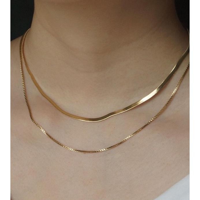 Ark.co - BRISTOL necklace Titanium | kalung layer anti karat stainless steel rantai herringbone tump