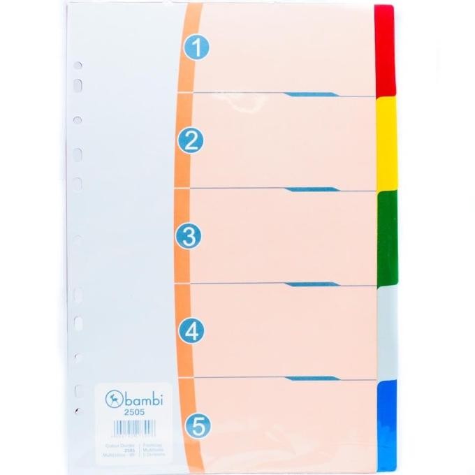 

Bambi Divider Plastik Folio 5 Warna 2505 Pembatas Binder Plastik F4 Stationery murah
