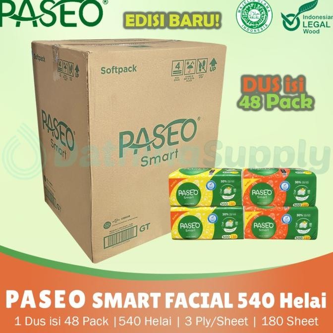 GROSIR Paseo Smart Facial Tissue 250 Sheet Edisi Baru - 1 DUS 48 PACK