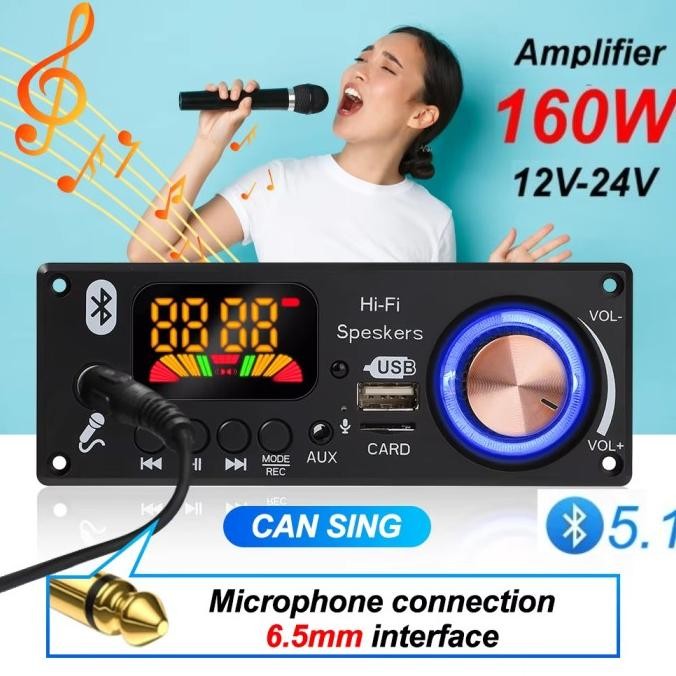 gdshop- Deer Board Modul Bluetooth MP3 Remote Control Ampli Kit Cable JQ-D161BT V1 HIFI input USB Mi