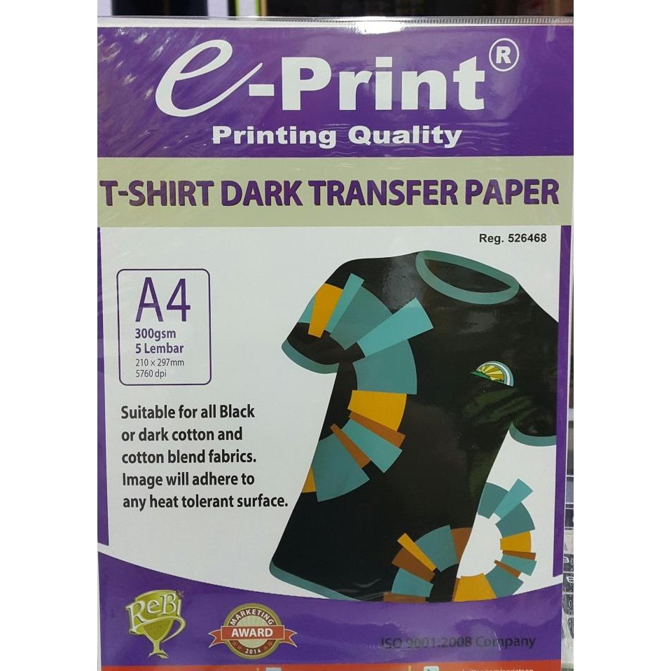 

Kertas Transfer Paper Dark E-Print Eprint Tshirt Terbaru
