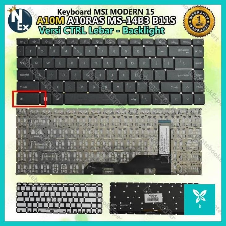 | AHN | Keyboard MSI Modern 15 A10 A10M A10RAS A10RBS MS-1551 MS-14D1