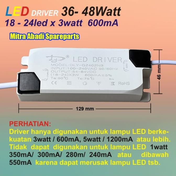 LED Driver Casing Plastik (18-24)*3W/3 Watt 600 mA DLY-G2402N