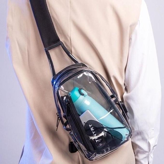 Terbaru [ Tas Konser ] Selempang - Waist Bag / Sling Bag Wanita Transparan PVC Plastik (Anti Air) Mu