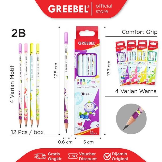 

Terbaru GREEBEL Pensil Pencil 2B (Fun Fruite 7032) / Pensil Kayu Lucu Karakter Pastel Pensil Ujian