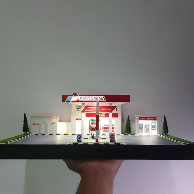 Miniatur Pom Bensin SPBU Pertamina Skala 1/64 - CUSTOM SIZE