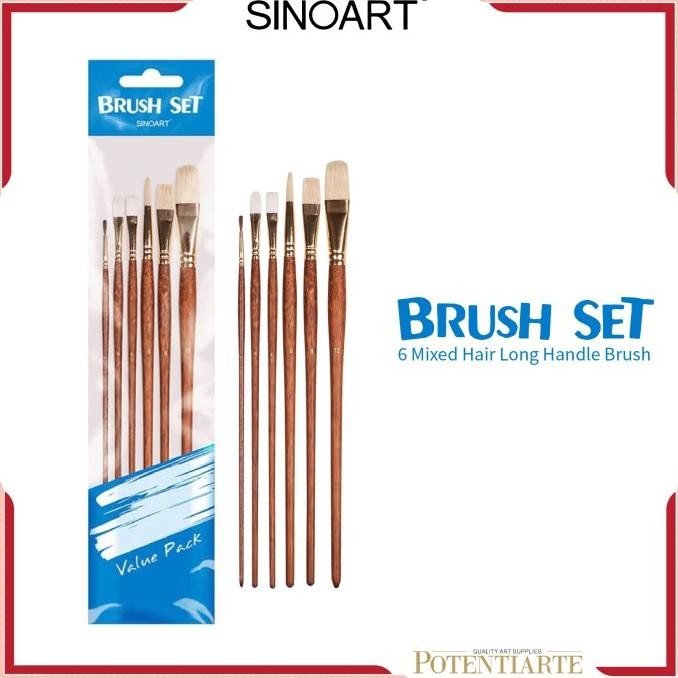 

TERMURAH - Kuas Lukis Sinoart Set 6 Mixed Hair Long Handle Brush
