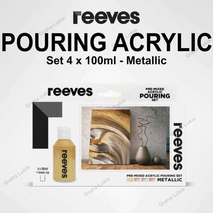 

TERMURAH - Reeves Pouring Acrylic Paint Set - Metallic