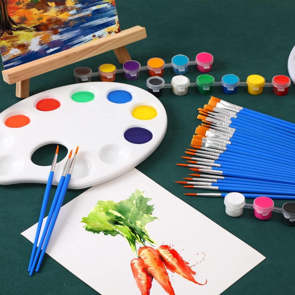 

Premium 50PCS Kuas Lukis Akrilik Bulu Nilon Cat Air / Minyak Set Paintbrush Ujung Pointed Dan Flat - Artist Paint Brush High Quality