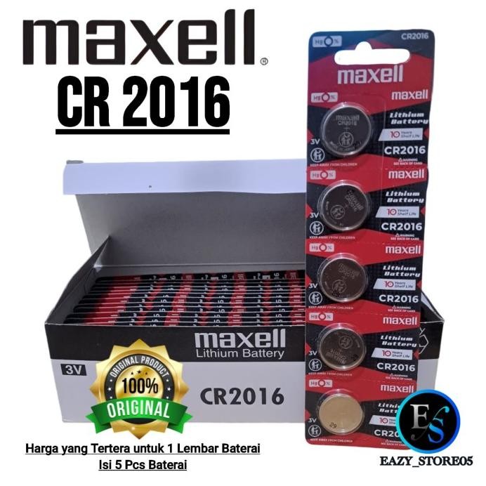 Terlaris Baterai Maxell Cr2016 3V Original / Batre Cr 2016 Cr2016 Original Lithium Battery 3V