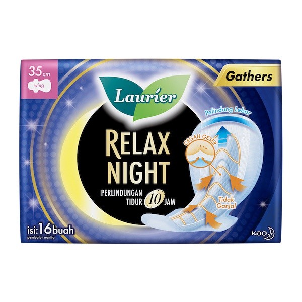 LAURIER RELAX NIGHT WITH GATHERS 35 CM 16 PCS