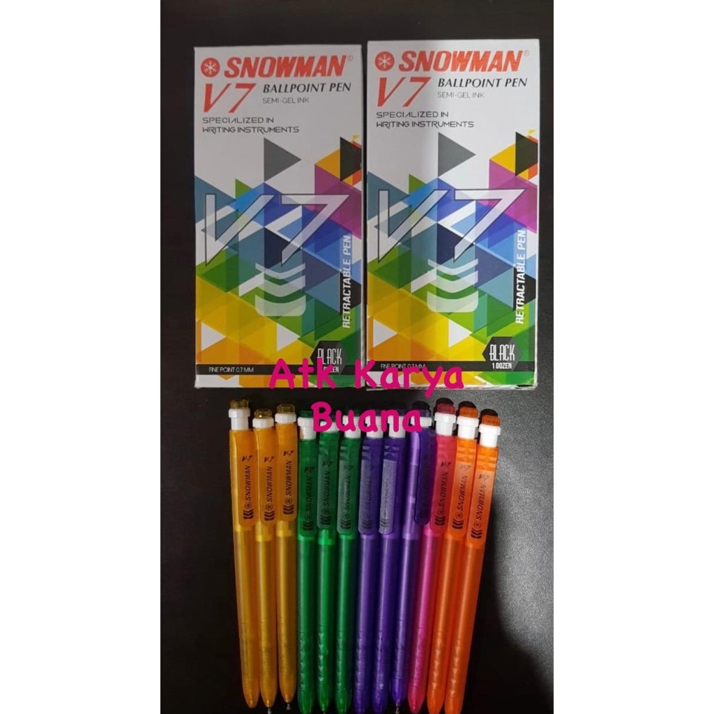 

Tersedia Pulpen/Ballpoint/Pen Snowman V-7 Hitam/Biru 0.7 Mm (1 Pack Isi 12 Pcs)