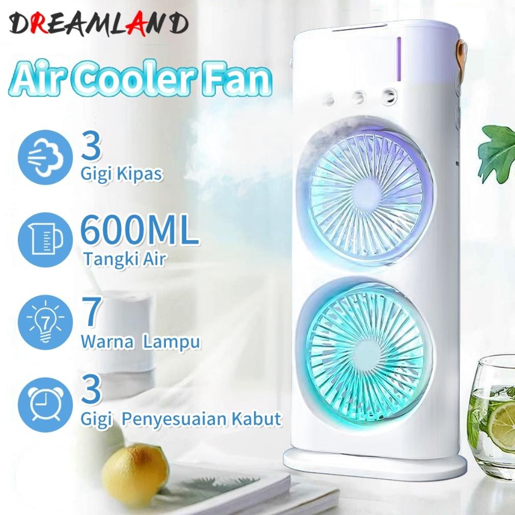 Kipas Humidifier Kipas Uap Air Kipas AC Pendingin Ruangan Double Kipas Dengan lampu LED