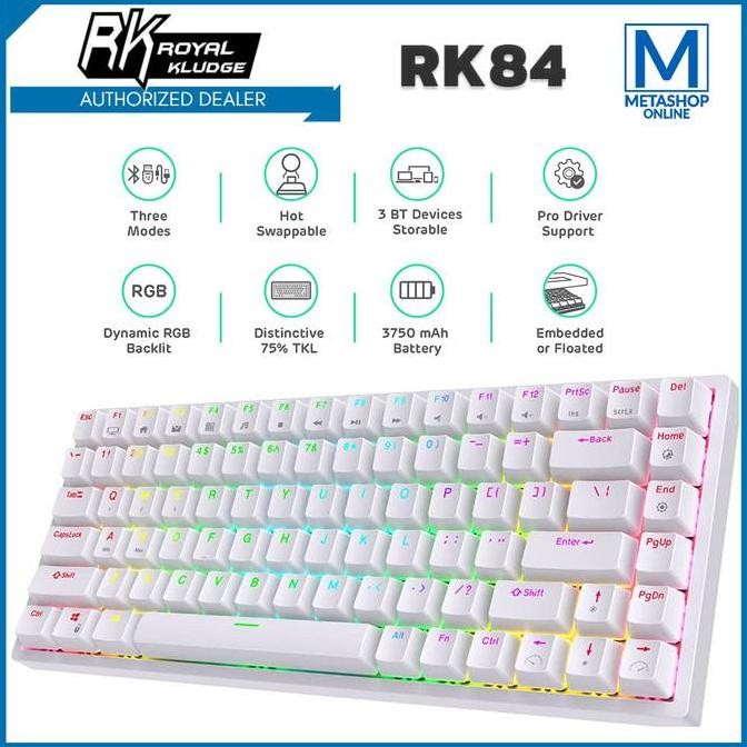 ROYAL KLUDGE RK84 WIRELESS MECHANICAL KEYBOARD GAMING 75% HOTSWAP 84
