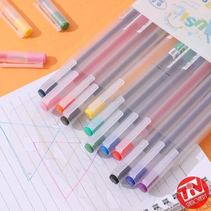 

Tersedia [Agnez Mo] Deli Color Gel Pen / Pulpen Gel 12 Warna Penulisan Lancar