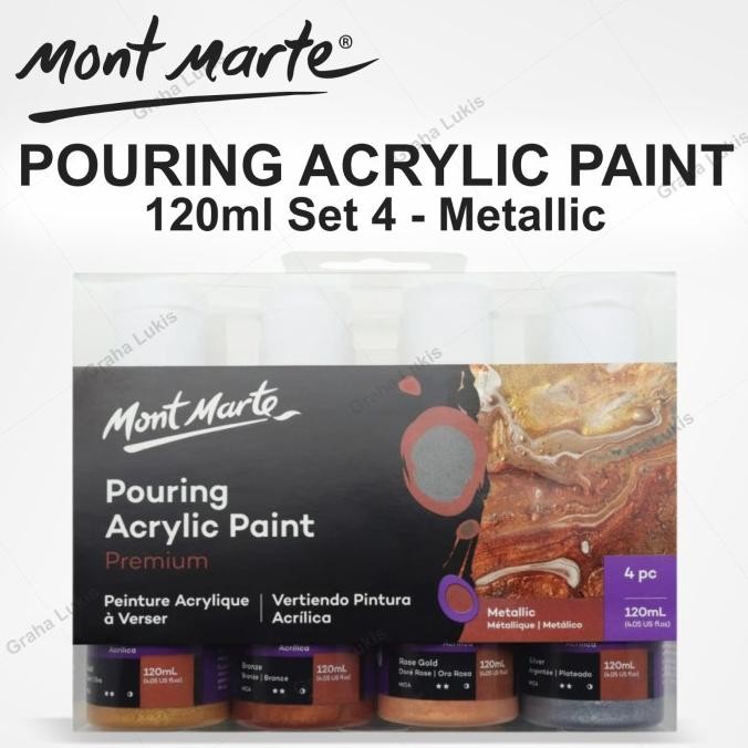 

HARGA DISC - Mont Marte Premium Pouring Acrylic Paint 120ml 4pc Set - Metallic