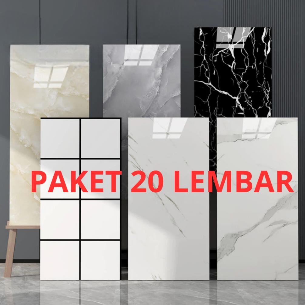 Paket 20 Lembar wallpanel pvc dinding / wallpaper dinding dapur / sticker dinding / Motif keramik