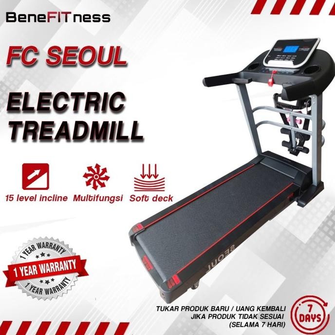 Treadmill elektrik BESAR FC Seoul 4F alat fitness olahraga lari gym