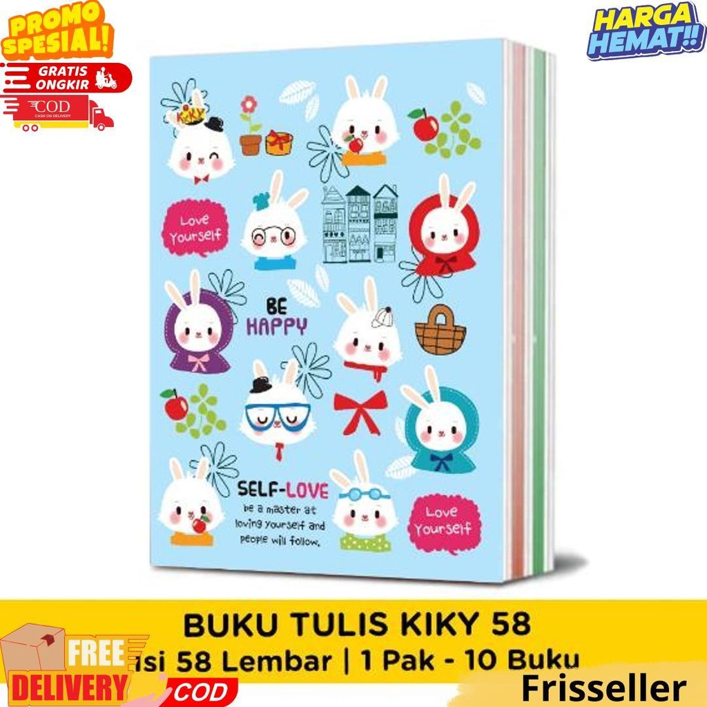 

(10 Buku) Buku Tulis Kiky 58 Lembar / Buku Tulis Sekolah Garis D Promo Puncak