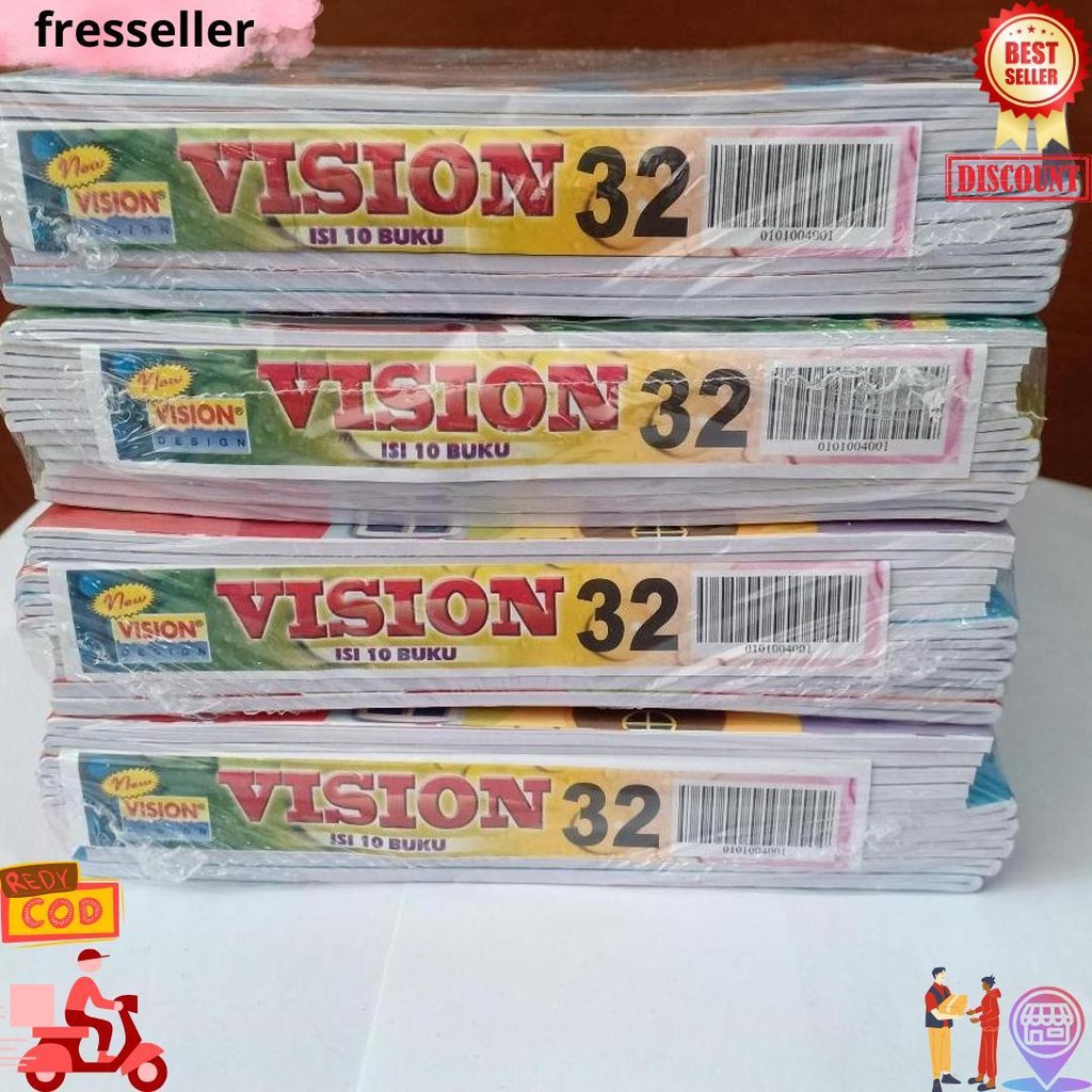 

[ Pak ] Buku Tulis Vision 32 Lembar Grosir (Isi 10 Buku) D Cod