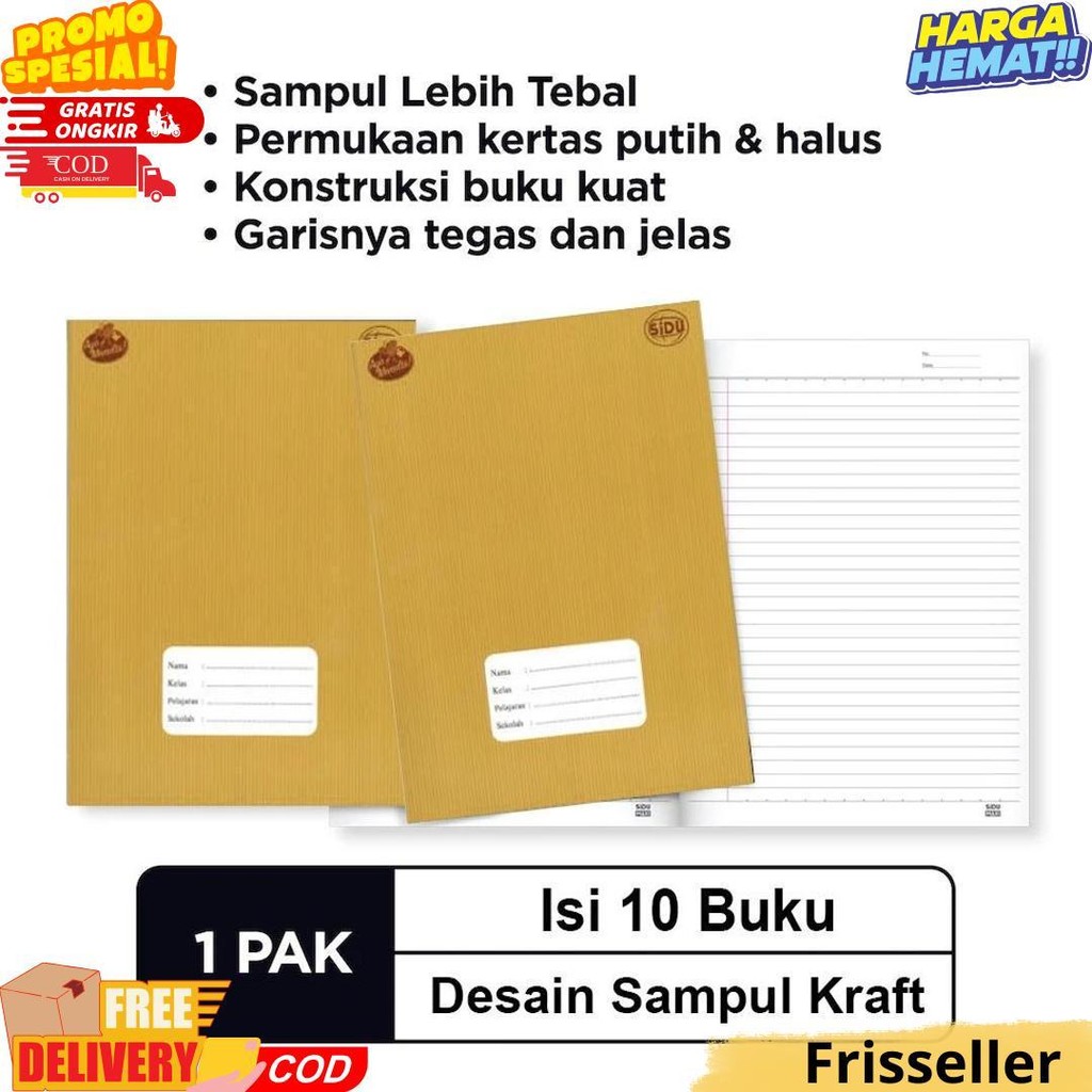 

[ Pak ] Buku Tulis Sidu Sinar Dunia 40 Lembar Sampul Coklat / Kraf Grosir (Isi 10 Buku) D Promo 4.4