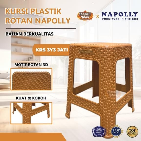 Napolly Kursi Krs 3Y3 - Kursi Rotan Bangku Plastik / Kursi Bakso Duduk Cod