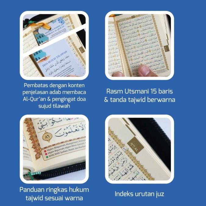 Alquran Tilawah Al-Mumtaz A7 Resleting Saku Non Terjemah Tajwid Warna murah