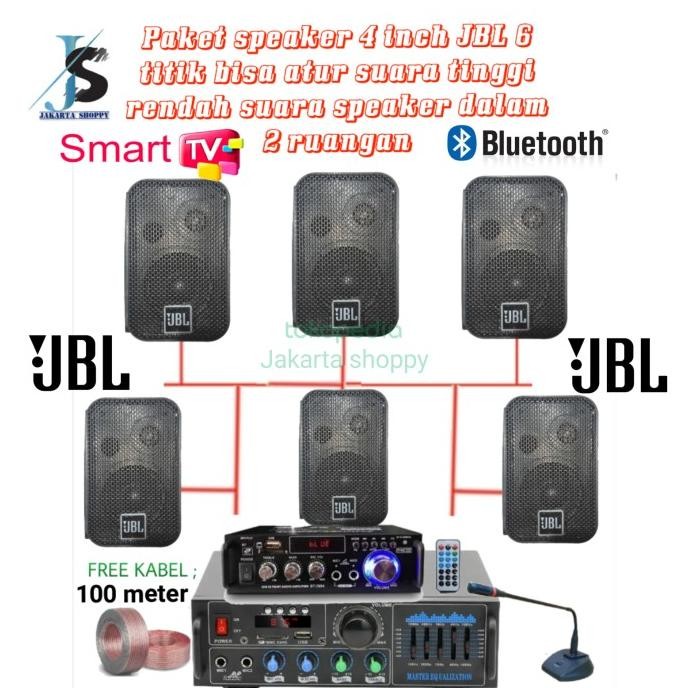Promo Paket Speaker 4 Inch Jbl 6 Titik Bisa Atur Suara 2 Ruangan