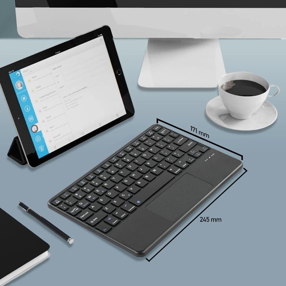 Wireless Keyboard Mouse 10 Inch Bluetooth Touchpad Untuk Tablet Android/Ipad/Samsung/ Ios/Windows