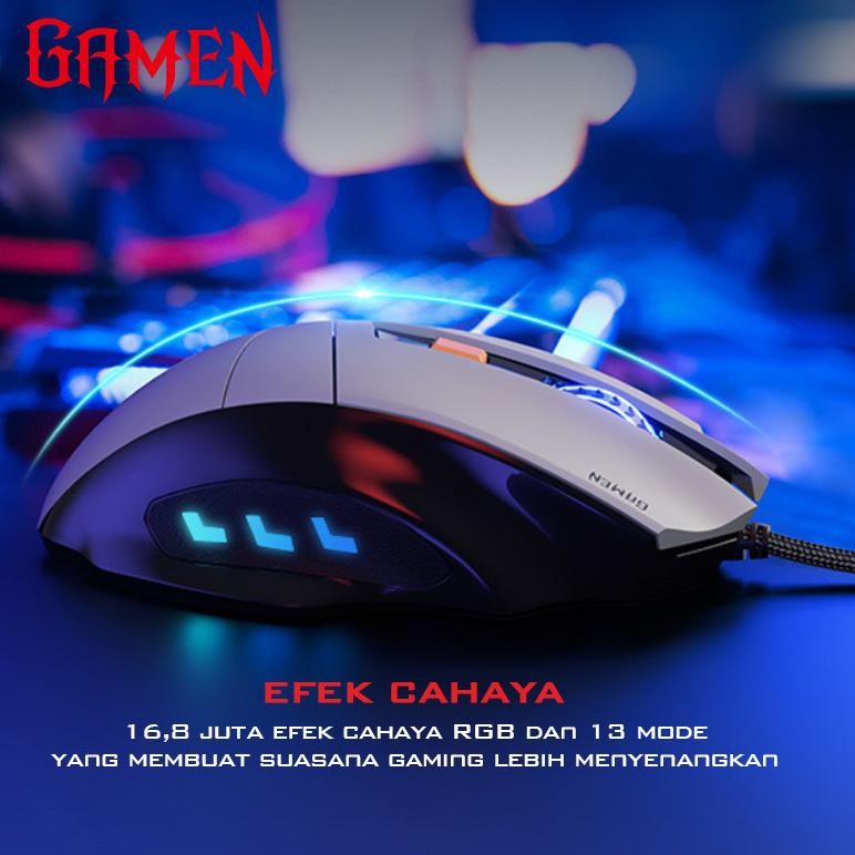 Mouse Gaming Kabel 7200 Dpi 6 Level Dpi Gm300 16.8 Juta Warna Rgb 13 Mode Rgb 6 Macro Button For Lap