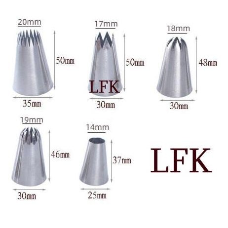 Tys SPECIAL SPUIT 4PCS SET #9FT #356 #1E #1A NOZZLE BESAR JUMBO PIPING KUE sagu bag Stainless Steel 