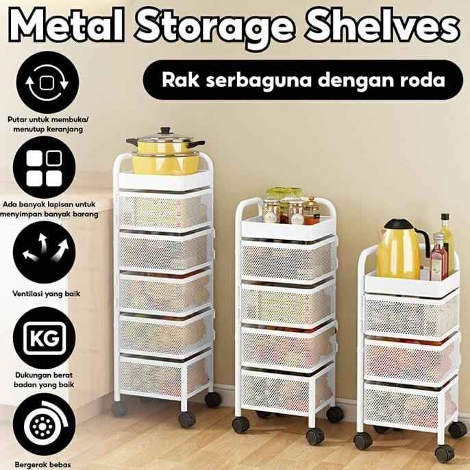 Rak Dapur Kamar Mandi Susun Multifungsi / Rak Troli Putar Serbaguna