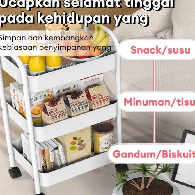 Besi 100%Rak Troli Susun Rak Roda Serbaguna Rak 4 Susun Rak kamar mandi Rak Dapur Rak Salon Rak susu